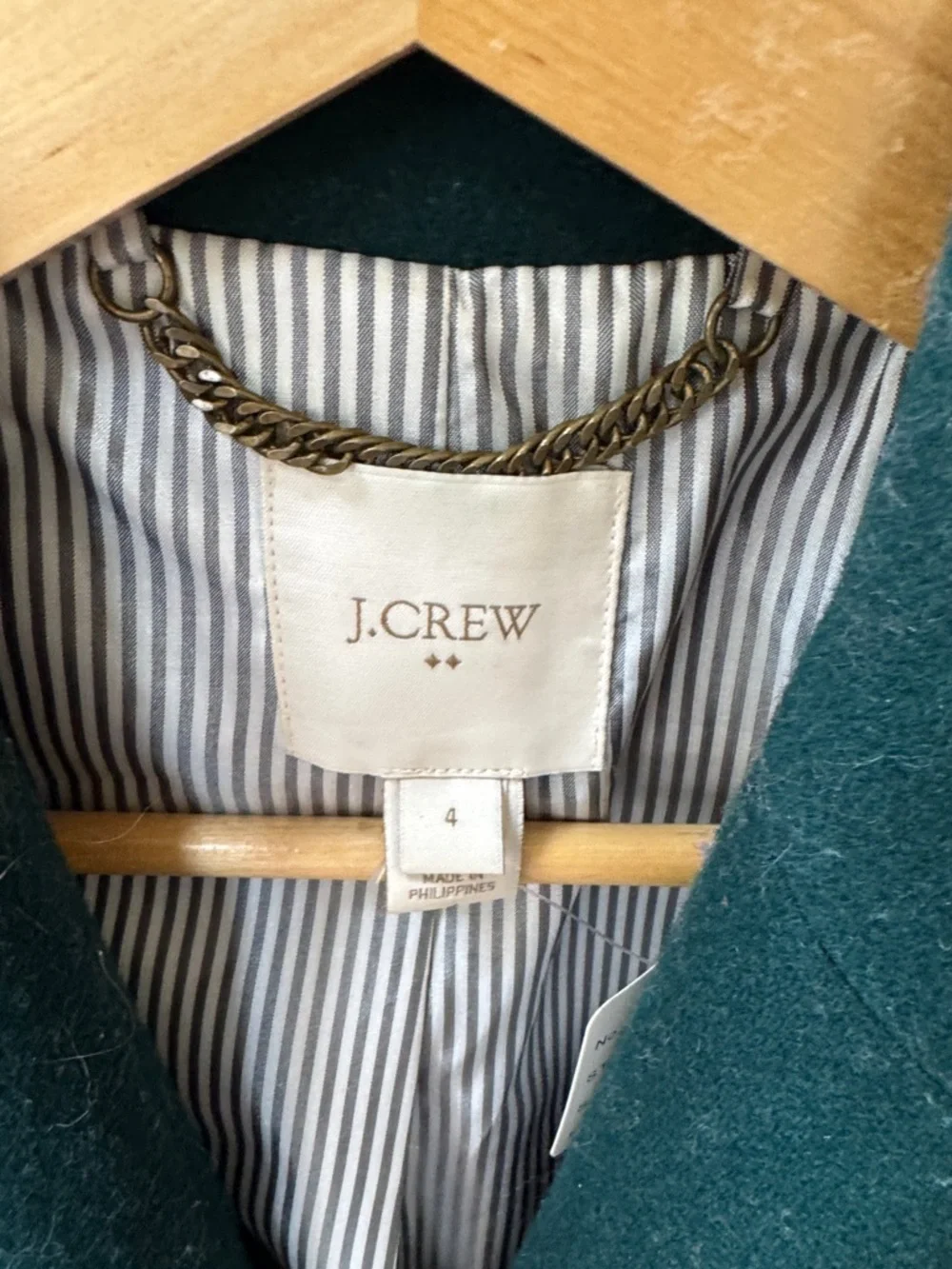 J. Crew Teal Wool-Blend Pea Coat - Picture 2 of 2